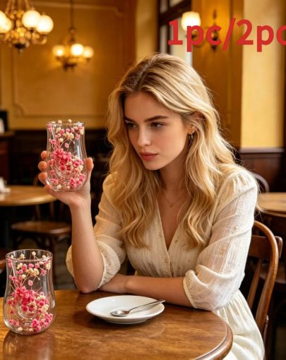 1pcu002F2pcs Double-layer Heat-resistant Slim-waist Shaped Double-layer Glass Mugs, High Borosilicate Glass, Heat and Cold Resistant, 210mlu002F7.10oz, Exquisite and Compact, Suitable for Coffee Shops, Offices, Outdoors, Home Dining Rooms, as Gifts, Best for